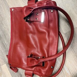 Dana Buchman Solid Red Crossbody Leather Size 9H X 12L Bag